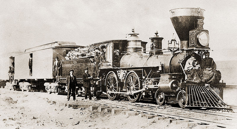Campsite & Train of the Central Pacific RR Nevada 1868 Historic Photo Print 